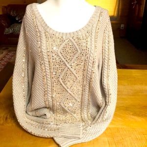 Gap Cable Knit sweater/ Gold Sequins